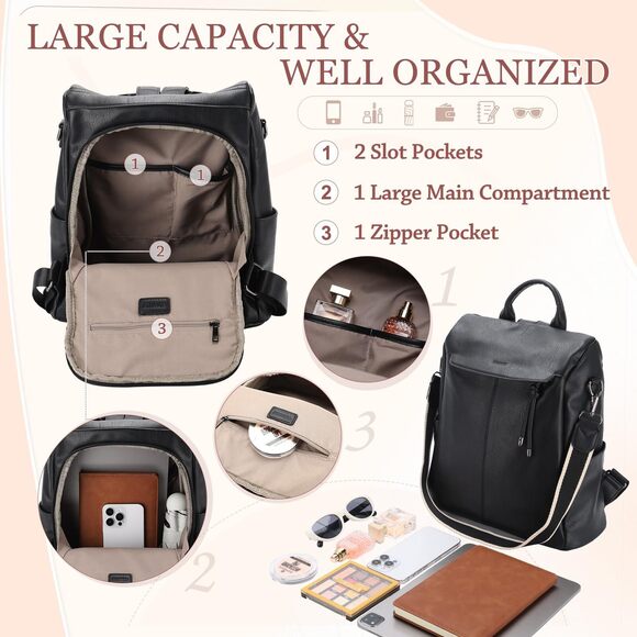 1789 Backpack Purse Faux Leather Anti-Theft Backpack With Detachable main image 4